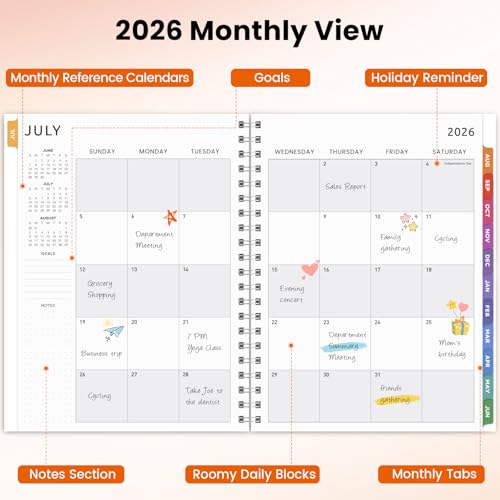 Oucaru 2026-2027 Academic Planner, 8.5"x11" Weekly Monthly Calendar Planner - color: Orange（8.5"x11"）