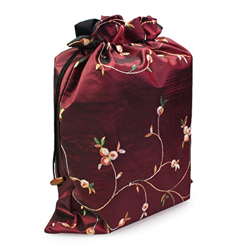 kilofly Embroidered Silk Jacquard Travel Bag, Lingerie & Shoes, Value Set of 2 - color: set2 E
