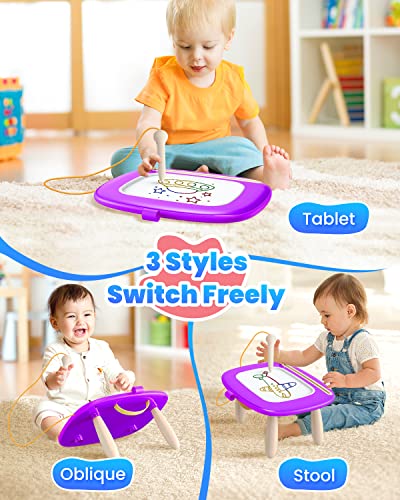 Seimome Doodle Board for Toddler Toys Age 1-3, Magnetic Writing Board, Preschool Learning and Educational Toys for 1 2 3 Years Old Girl Boy Gift for Birthday- Purple - color: Purple