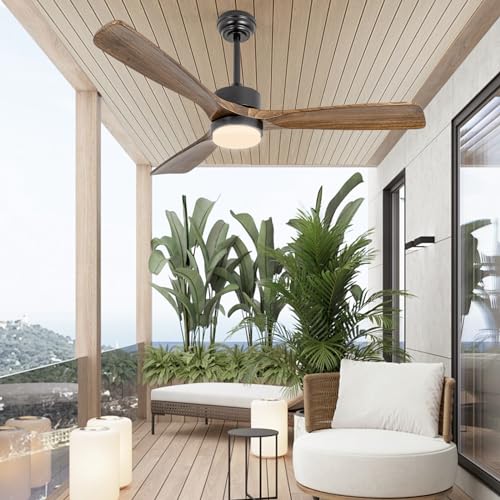 52" Solid Amber Wood Ceiling Fans with Lights and Remote Control - color: Amber wood ceiling fan