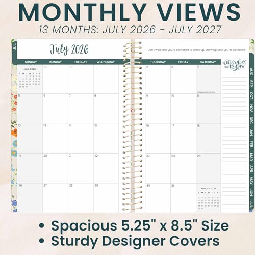 bloom daily planners 2026-2027 Planner - Academic Year (July 2026 - July 2027) Monthly & Weekly Soft Cover Planner for Women - 13 Month Calendar Agenda Book with Stickers - 5.5" x 8.25" - Garden Party, Beige - color: Garden Party 2026-27, size: 5.5" x 8.2