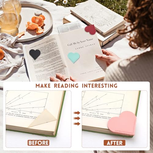 6 Pcs Leather Heart Bookmarks, Page Corner Bookmarks for Women - size: 6 Pcs (Leather Heart)