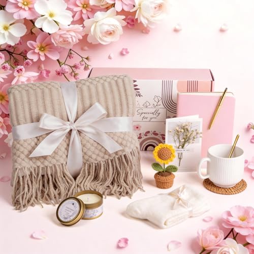 Birthday Gifts for Women, Self Care Gifts Baskets Care Package for Women, Teen Girls, Her, Mom, Sister, Best Friend, Wife, Girlfriend, Coworker, Sending Sunshine Sunflower Gift Baskets - color: Khaki