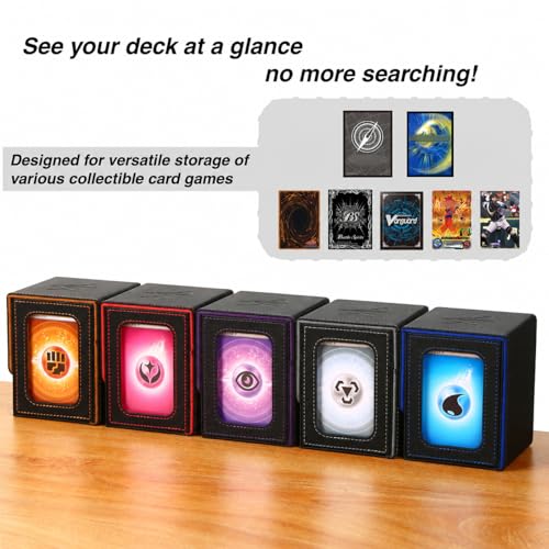 Venssu MTG Deck Box with Commander Display Window (Black&Green, 1 window) - color: Black and Green