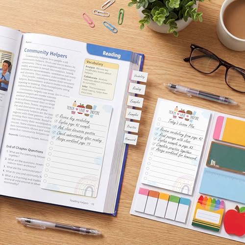 BEAWART Teacher Sticky Notes Set, Rainbow Boho Classroom Appreciation Gift - color: Rainbow Boho Teacher Sticky Notes