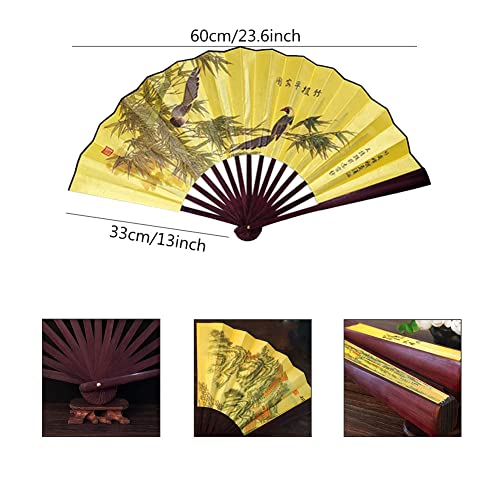 Fox Baby Folding Hand Fan,13 inch Bamboo Fabric Large Hand Fans with Chinese Traditional Painting for Decorations,Performance (Bamboo bird & Magpie) - color: Bamboo bird & Magpie