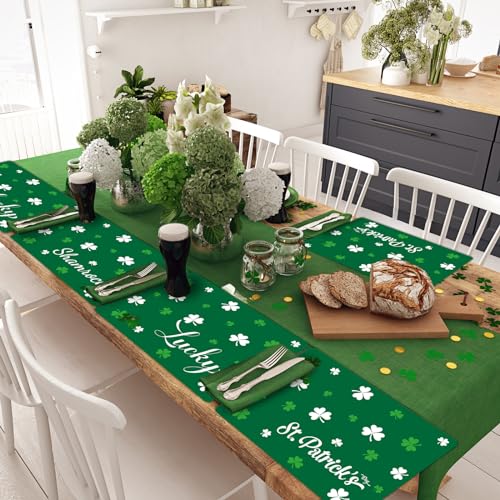 St. Patrick's DayPlacemats Set of 6 Shamrock Plastic Table Mat 17×13×0.04in - style: Green Shamrock