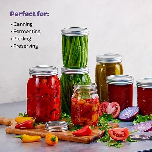 SEWANTA Wide Mouth Mason Jars 64 oz [2 Pack] With Mason Jar Lids and Bands, Mason Jars 64 oz - For Canning, Fermenting, Pickling - Jar Decor - Microwave/Freeze/Dishwasher Safe.