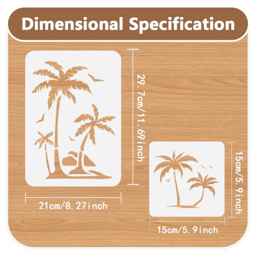 9Pcs Palm Tree Stencils, Beach Palm Reusable Painting Templates - style: Palm Tree