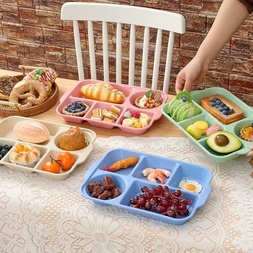 Pinkunn 8 Pcs 13'' Divided Plates for Adults Wheat Straw, Stylish - color: Stylish