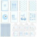 CNhoqc Blue Spiral Journal Notebook, 8 Sets A5 Ballpoint Pens Organza Bags - color: 8-Set Blue Bow