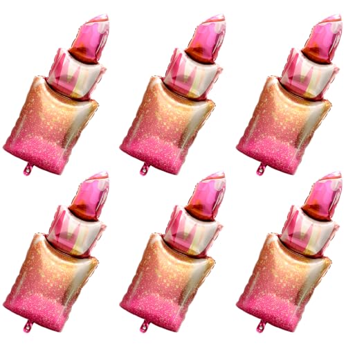6 Pack Red Lipstick Balloon Lip Stick Kiss Bow Balloon SPA Makeup Supplies - style: Lipstick