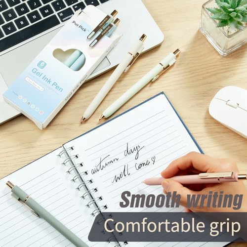 Aesthetic Gel Pens,6 Pcs 0.7mm Retractable Quick Dry Black Ink Pens - color: Morandi - 6 pcs