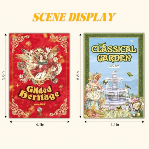1000+ Pcs Vintage Aesthetic Sticker Book - Pre-Cut Waterproof Repositionable Cute Scrapbook Stickers for Journaling, Planners, Phone Cases & DIY Crafts, Scrapbook Supplies & Junk Journal Supplies - color: Classical Manor