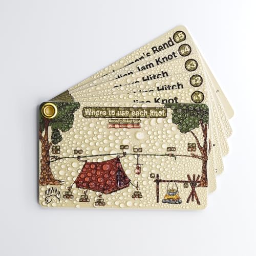 Knot Tying Kit | Camping & Outdoor Knots Edition - by The Bear Essentials Outdoors with Waterproof Knot Cards | for Survival, Camping, Backpacking, Hiking & Scouts - style: Knot Cards Only