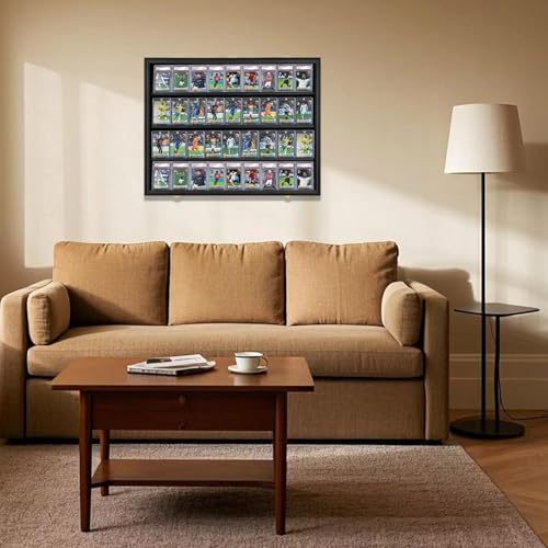 36 Graded Sports Card wall-Mounted Display case for Shows, Black - size: 36 Card - Black - Horizontal