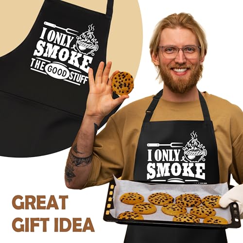 BBQ Smoker Aprons for Men with 2 Pockets, Cooking Apron for Dad, Funny Meat Smoking Gifts, Adjustable Grilling Apron for Husband, Chef Kitchen Gifts for Birthday & Father’s Day - A29 - color: I Only Smoke the Good Stuff 2