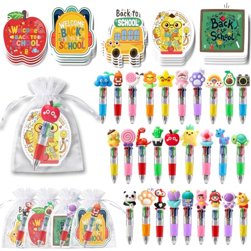 50 Pack Classroom Reward Pens for Students, Cute 4-in-1 Multicolor Retractable Pens, Back to School Gifts, Teacher Appreciation Gifts and Student Prizes - color: Back To School Multicolor