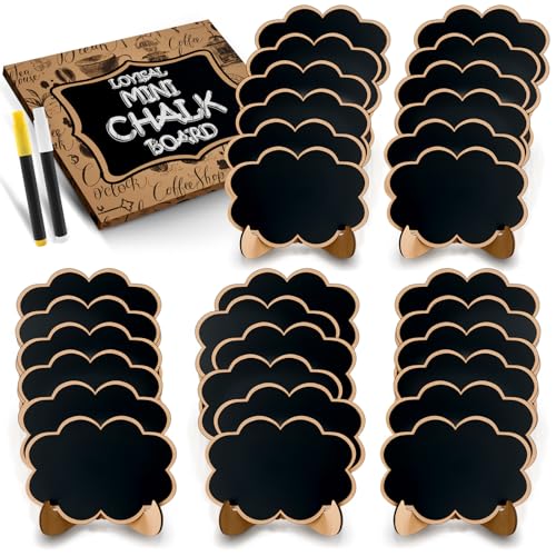 30 Pack Mini Chalkboard Signs - Small Wooden Framed Chalk Boards for Food Labels, Wedding Table Decoration, Party Buffet, Food Place Cards or Dessert Table Display Set (Cloud) - style: Cloud