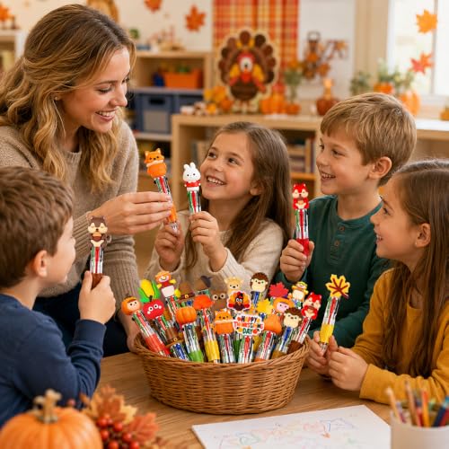 48PCS Thanksgiving Fun Pens Cute Autumn 4-in-1 Multicolor Gift Pens Bulk - style: Thanksgiving-48pcs
