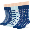 7BIGSTARS Men Cotton Patterned Crew Dress Socks 4-6 Pack, L 9-12 - color: 04a - Estate Blue, Light Blue (A46)