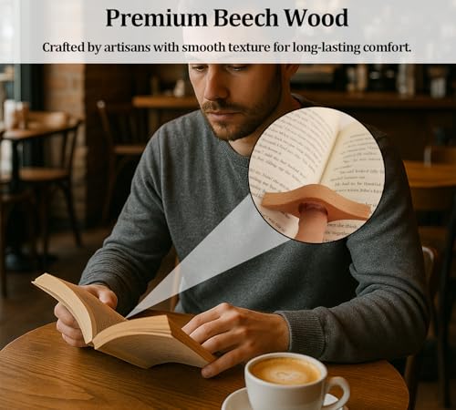 Thumb Book Page Holder, 2pcs Handmade Natural Beech Thumb Bookmark, Book Opener Holder, Wood Page Clips, Smooth Finish Wood Reading Accessory, Perfect for Readers, Book Lovers, Bookworm (Beechwood) - color: Beech Wood