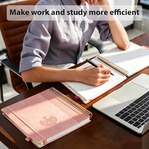 Yoment Hardcover Spiral Notebook 8.5" x 11" 5 Subject Notebook with Tabs - color: Gray Blue