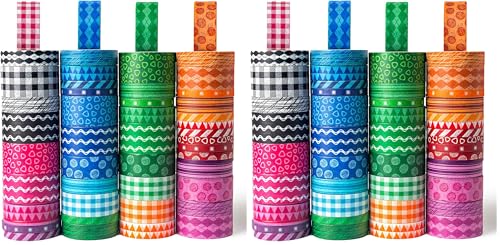 Shindel Washi Tape Set, 50 Rolls Craft Tapes Decorative Tape Adhesive Masking Tape for Scrapbooking Supplies DIY Crafts Journals 4 Different Size (Pack of 2) - size: Small (Pack of 2)