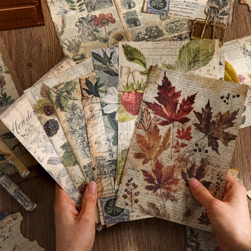 120Pcs Deco Papers for Scrapbooking, 5.4x7.9in Vintage Decoupage Paper Junk Journal Supplies, Retro Flower Butterfly Ephemera Paper Pack Diary Room Decor Wall Art Collage Album - color: Multicolor 21
