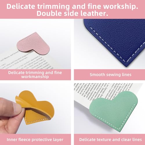 32Pcs Leather Heart Bookmarks for Women,Corner Book Marks for Book Lovers - style: 32Pcs