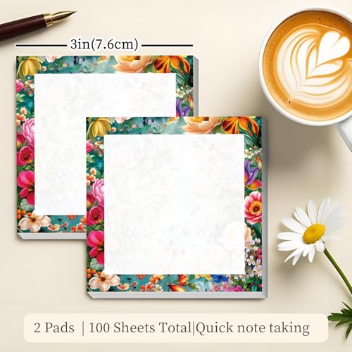 Sticky Notes 3x3 Inches, Cute Self-Stick Note Pads, Funny Memo Pads, Easy to Post Sticky Notes for Office, Home & Notebook Bright Flower Mix - color: Bright Flower Mix