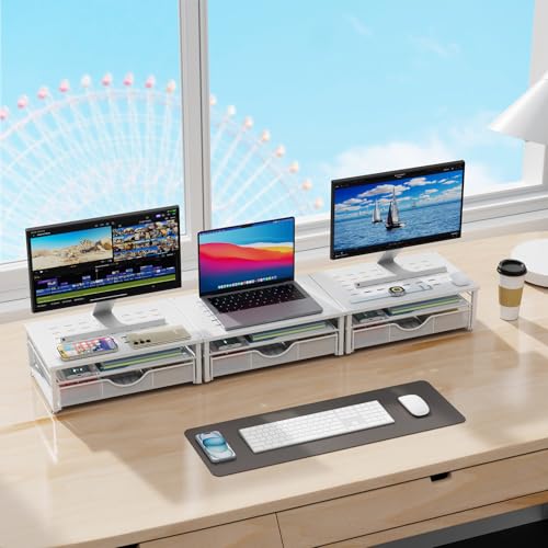 gianotter Computer Monitor Stand Riser with Drawer - color: White, size: 14.1L x 9.64W x 5.9H Inch