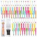 150 Pieces DIY Beadable Pens Kit - 50 plastic Beadable Pens Bulk, Refills & pen bags Included - Beaded Pens Black Ink Ballpoint Cute Pens（Bright） - color: Macaron, size: 50