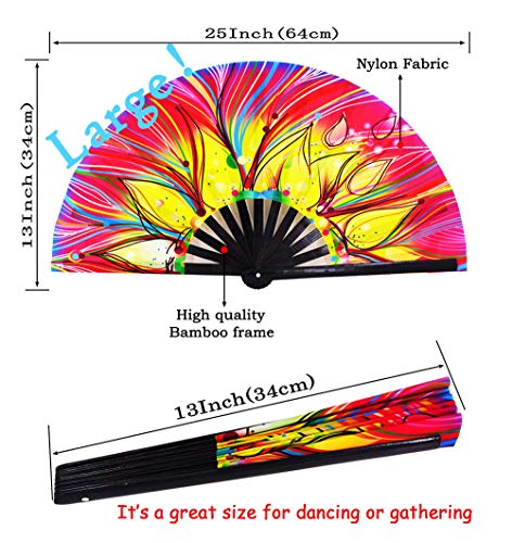Large Folding Hand Fan Rave Fans, Fire Phoenix - color: Fire Phoenix