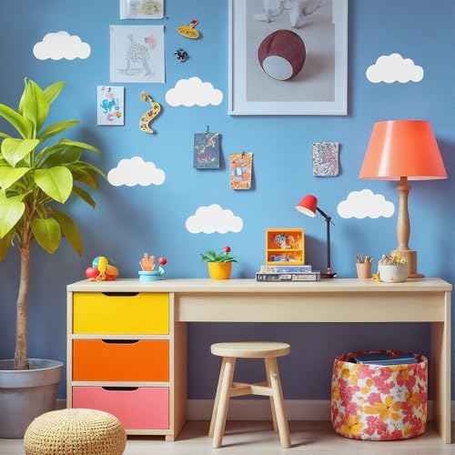 100 PCS White Cloud Cutouts, 4 Inch Paper Cloud Shapes Cut-Outs for Bulletin Board DIY Kids Baby Bedroom Nursery Classroom Office Decoration