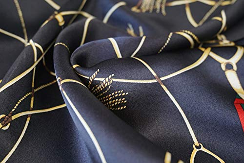ANDANTINO 100% Mulberry Silk Scarf -21” Square Neckerchief with Gift Packed - color: Black & Red