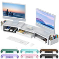 gianotter Dual Monitor Stand Riser With Drawer and 2 Pen Holders - color: White