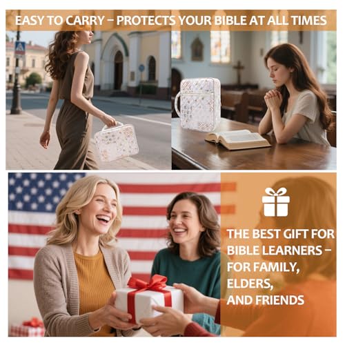 Bible Cover Case For Women,Large Bible Bag with Study Supplies,Quilted Bible Carrying Case for Girls,Portable Bible Case with Highlighter, Pens,Tabs,Bible Study Gifts for Women - size: Style A
