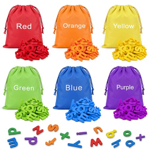 312 Pcs Magnetic Lowercase Letters, 12 Alphabet Sets with 6 Rainbow Bags, Phonics Fridge Magnets for Toddlers, Educational Classroom Learning Toys for Preschool Kindergarten Homeschool Kids