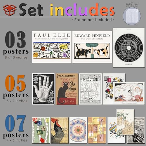 LANCHI95 15PCS Unframed Vintage Esoteric Eclectic Art - Maximalist Decor - color: Eclectic 16