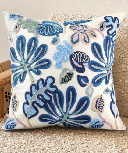 Embroidered Throw Pillow Cover, 18x18 Inch, Abstract - color: Abstract, size: 18" x 18" (Pack of 1)