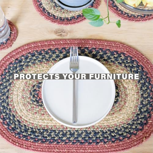 Homespice Highland Braided Placemats for Cabin Decor, Rect 13x19 Set of 4 - color: Highland