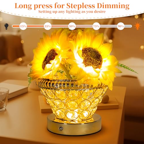 Birthday Gifts for Women, Gift Basket for Mom Sunflower Cordless Table Lamp - style: Basket-sunflower