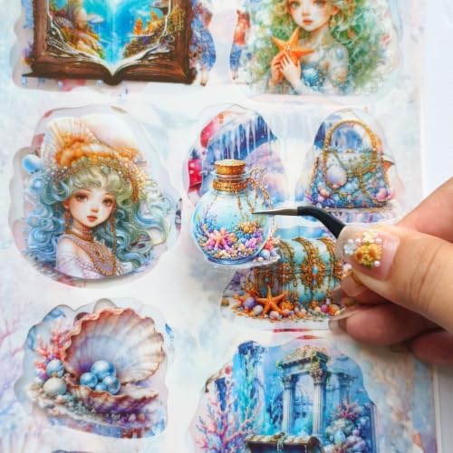 Starlit Realm Fantasy Sticker Book - Waterproof & Repositionable Celestial Decals, Pre-Cut Magical Fairies, Moons & Stars for Scrapbook, Journal & DIY Crafts, No Residue - color: Purple Magic