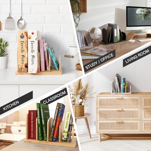 Cook Book Organizer, 4 Sections, Recipe Book Holder Rack, Tabletop Stand for Convenient Cookbook Storage, Vertical Cook Book Stand Kitchen, Binder Holder for Desk & Countertop (White) - color: White, size: 4 Sections