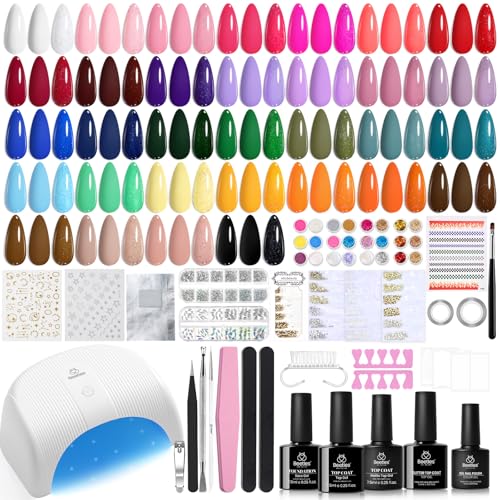 Beetles 53 Pcs Gel Nail Kit with U V Light -32 Colors Nails Kit - color: B-Emotional Manicure