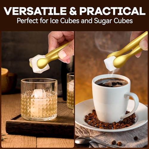 HOTEC 12Pcs Mini Gold Tongs for Serving, 4.3" Small tongs Stainless Steel Sugar Tongs for Coffee Bar, Tea Party, Appetizers, Desserts, Buffet and Ice Bucket Food-Grade & Dishwasher Safe - color: Gold
