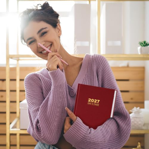 2027 Diary - Diary Full Page Per Day, Daily Planner 2027 - color: Red