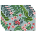Tropical Flowers Hawaiian Plants Placemats Set of 4 12x18 Inch - color: Red Green, size: Set of 4