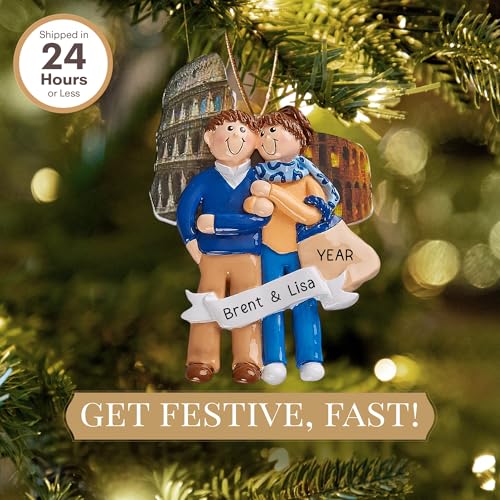 Personalized Rome Italy Ornament 2026 for Honeymooners, Vacation Souvenir - color: Blue Italy